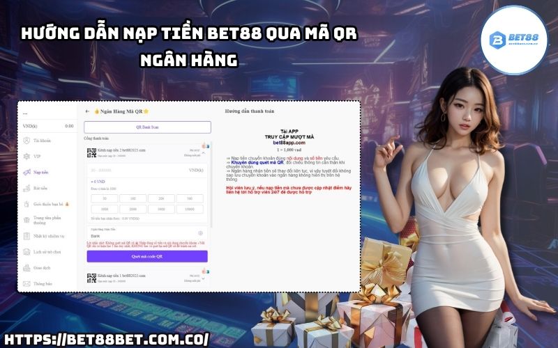 Dễ dàng nạp tiền Bet88 bằng mã QR ngân hàng, tiện lợi và nhanh chóng chỉ trong 1 phút. Dễ dàng nạp tiền Bet88 bằng mã QR ngân hàng, tiện lợi và nhanh chóng chỉ trong 1 phút.