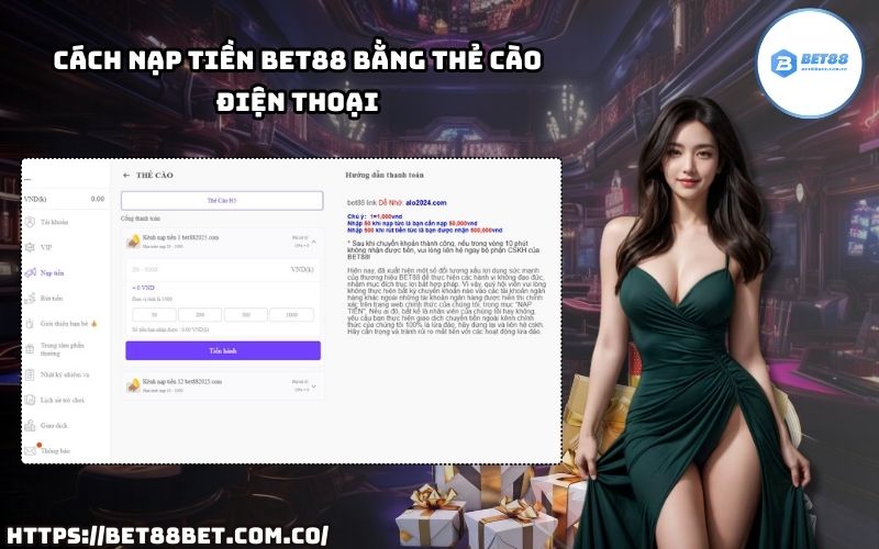 Hướng dẫn cách nạp tiền Bet88 qua thẻ cào điện thoại tiện lợi, dành cho anh em mọi lúc mọi nơi. Hướng dẫn cách nạp tiền Bet88 qua thẻ cào điện thoại tiện lợi, dành cho anh em mọi lúc mọi nơi.